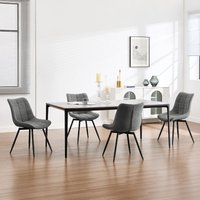 WOLTU 4x Esszimmerstühle drehbar Küchenstuhl, Polsterstuhl mit Rückenlehne, Sitzfläche aus Samt, Metallbeine, Dunkelgrau von WOLTU