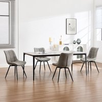 WOLTU 4x Esszimmerstühle drehbar Küchenstuhl, Polsterstuhl mit Rückenlehne, Sitzfläche aus Samt, Metallbeine, Hellgrau von WOLTU