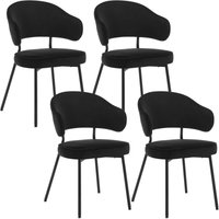 Woltu - 4x Wohnzimmerstuhl Esszimmerstuhl Sitzfläche aus Samt Küchenstuhl Metallbeine für Schminktisch Wohnzimmer Schlafzimmer Küche Schwarz von WOLTU