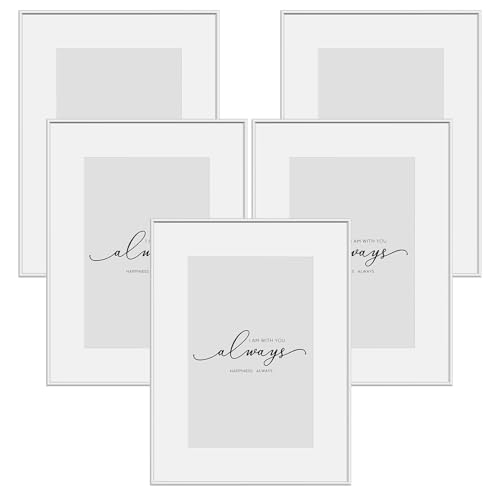 WOLTU 5er Set Bilderrahmen 20x30, Fotorahmen Aluminium Silber Matt, Bilderrahmen Collage mit Passepartout, Picture Frame, zum Aufhängen/Aufstellen, Metall Rahmen mit Kunststoff, BR9955sb-5 WOLTU 5er Set Bilderrahmen 20x30, Fotorahmen Aluminium Silber Matt, Bilderrahmen Collage mit Passepartout, Picture Frame, zum Aufhängen/Aufstellen, Metall Rahmen mit Kunststoff, BR9955sb-5 von WOLTU
