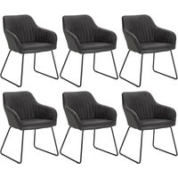 6 x Esszimmerstühle 6er Set Esszimmerstuhl Küchenstuhl Polsterstuhl Design Stuhl mit Armlehne, mit Sitzfläche aus Kunstleder, Gestell aus Metall, von WOLTU