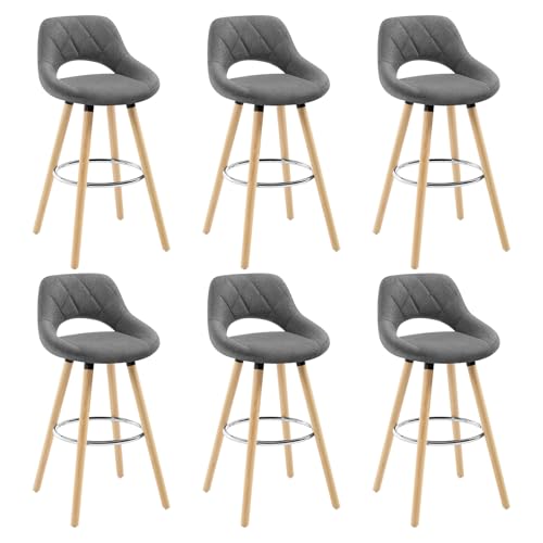 WOLTU Barhocker 6er Set, Barstuhl Küchenhocker Thekenhocker, Hocker mit Rückenlehne Fußstütze, aus Holz Leinen, für Bar Küche Theke Restaurant Café, Dunkelgrau, BH111dgr-6 WOLTU Barhocker 6er Set, Barstuhl Küchenhocker Thekenhocker, Hocker mit Rückenlehne Fußstütze, aus Holz Leinen, für Bar Küche Theke Restaurant Café, Dunkelgrau, BH111dgr-6 von WOLTU