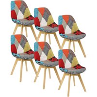 6er Set Esszimmerstühle Küchenstuhl Design Stuhl Esszimmerstuhl Leinen Holz Mehrfarbig - Woltu von WOLTU