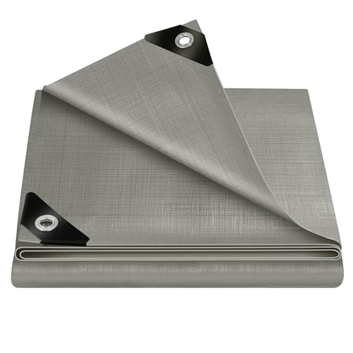 WOLTU Abdeckplane 1,5x2 m wasserdicht, 280 g/m² PE Schutzplane Gewebeplane mit Ösen, UV stabil reißfest LKW Plane, Mehrzweck Abdeckung für Gartenmöbel Holz Pool Trampolin Auto, Grau von WOLTU