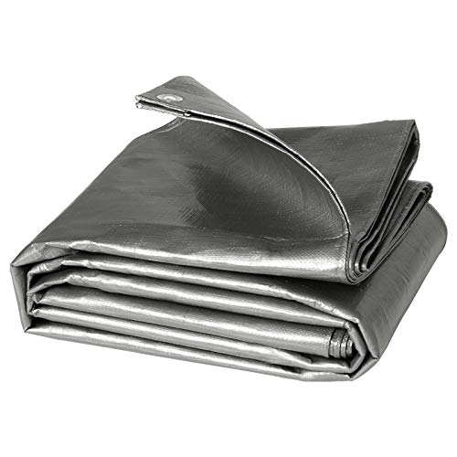 WOLTU Abdeckplane 3x5 m Wasserdicht, 180g/m² PE Gewebeplane mit Ösen, Gartenplane Reißfest UV-stabilisiert Abwaschbar, Mehrzweck Schutzplane für Gartenmöbel Grill Pool Zeltunterlage Trampolin, Grau von WOLTU