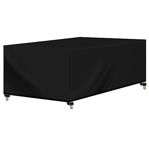 WOLTU Abdeckung für Gartenmöbel, Rechteckig 242x162x100 cm, Abdeckhaube 420D Oxford Gewebe, Wasserdicht Abdeckplane UV-Beständig, Schutzhülle Plane Möbelsets Gartentisch Sitzgruppe,Schwarz von WOLTU