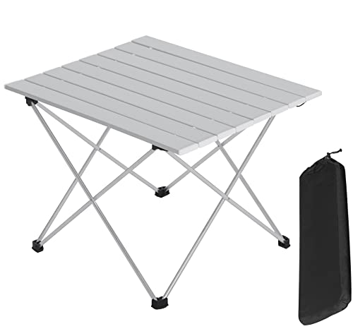 WOLTU Alu Campingtisch klappbar Falttisch Ultra Leichte tragbar mit Tragetasche, Klapptisch Kleiner Reisetisch Beistelltisch für Camping Picknick Outdoor Angeln, 56 * 46 * 40cm Silber von WOLTU