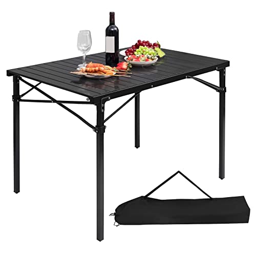 WOLTU Alu Tisch Campingtisch Buffettisch 104x69x70cm(LxBxH) zusammenklappbar und tragbar Reisetisch, hohe Tragfähigkeit und Stabilität, Schwarz CPT8134sz von WOLTU