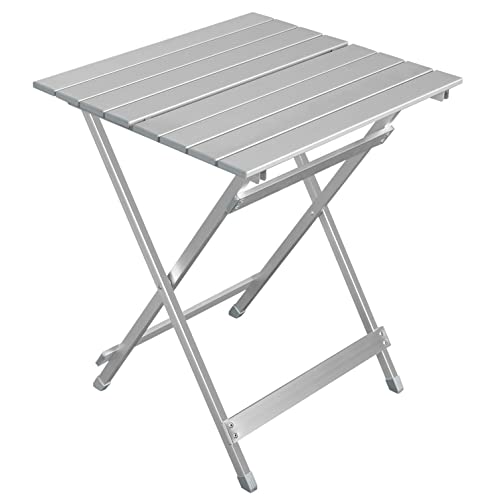 WOLTU Alu Tisch Klapptisch Campingtisch Balkontisch Gartentisch Klappbar aus Aluminium, 50.5x47x59.5cm (LxBxH) Beistelltisch für Garten, Terrasse und Balkon, Silber, CPT8138sb von WOLTU