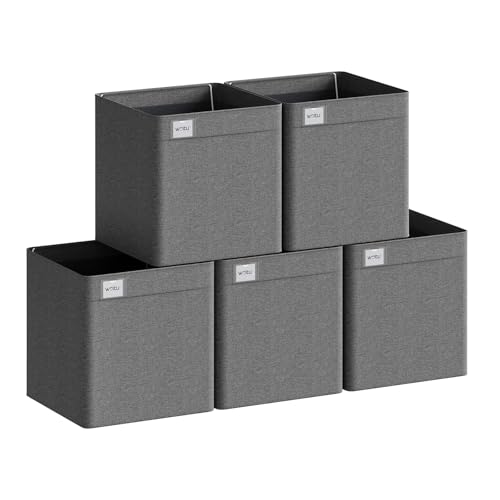 WOLTU Faltbare Aufbewahrungsboxen 5 Stück, Stoffboxen mit Griffen und Etikette, Aufbewahrungswürfel Organizer für Regal, Dunkelgrau, 32,5x32,5x32cm WOLTU Faltbare Aufbewahrungsboxen 5 Stück, Stoffboxen mit Griffen und Etikette, Aufbewahrungswürfel Organizer für Regal, Dunkelgrau, 32,5x32,5x32cm von WOLTU