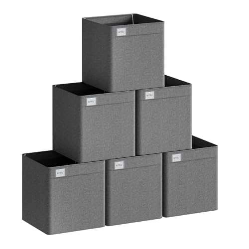 WOLTU Faltbare Aufbewahrungsboxen 6 Stück, Stoffboxen mit Etikette und Griffen, Aufbewahrungswürfel Organizer für Regal, Dunkelgrau, 32,5x32,5x32cm WOLTU Faltbare Aufbewahrungsboxen 6 Stück, Stoffboxen mit Etikette und Griffen, Aufbewahrungswürfel Organizer für Regal, Dunkelgrau, 32,5x32,5x32cm von WOLTU