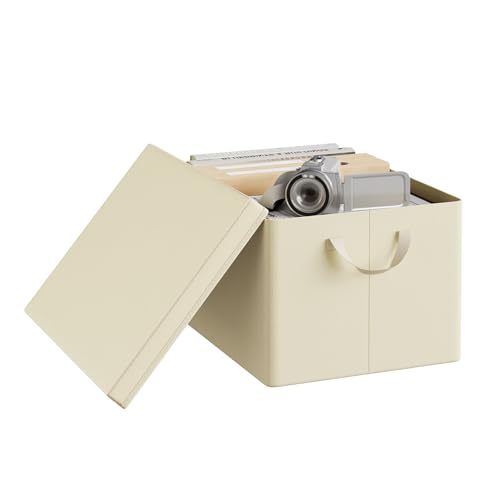 WOLTU Aufbewahrungsbox mit Deckel 1 Stück, aus Polyesterstoff, für Schlafzimmer, Arbeitszimmer, Wohnzimmer, Organizer Box mit Griffen, für Kleidung Spielzeug, faltbar, Creme, 43x26x33 cm WOLTU Aufbewahrungsbox mit Deckel 1 Stück, aus Polyesterstoff, für Schlafzimmer, Arbeitszimmer, Wohnzimmer, Organizer Box mit Griffen, für Kleidung Spielzeug, faltbar, Creme, 43x26x33 cm von WOLTU