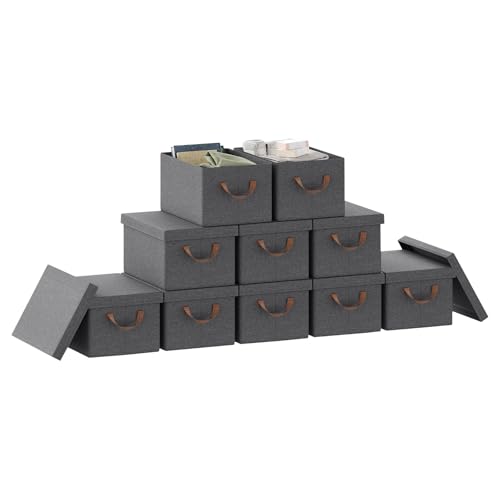 WOLTU Faltbare Aufbewahrungsboxen 10 Stück, Stoffboxen mit Deckel, Aufbewahrungskörbe für Kleidung, Bettdecke, Spielzeug, Grau, 38x27x20cm WOLTU Faltbare Aufbewahrungsboxen 10 Stück, Stoffboxen mit Deckel, Aufbewahrungskörbe für Kleidung, Bettdecke, Spielzeug, Grau, 38x27x20cm von WOLTU