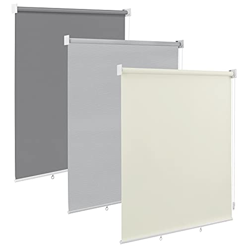 WOLTU Außenrollo Senkrechtmarkise Balkonrollo Outdoorrollo Sichtschutzrollo Wetterfest Sonnenschutz UV Schutz, Vertikal Sonnensegel Reflektierende Thermofunktion für Fenster & Türen, Beige 140x140 cm von WOLTU