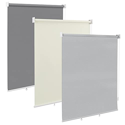 WOLTU Außenrollo Senkrechtmarkise Balkonrollo Outdoorrollo Sichtschutzrollo Wetterfest Sonnenschutz UV Schutz, Vertikal Sonnensegel Reflektierende Thermofunktion für Fenster & Türen, Grau 100x140 cm von WOLTU