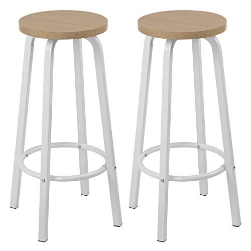 WOLTU Barhocker 2X Bistrohocker Tresenhocker Barstuhl aus MDF und Metall runde Sitzfläche Natur Hell Eiche von WOLTU