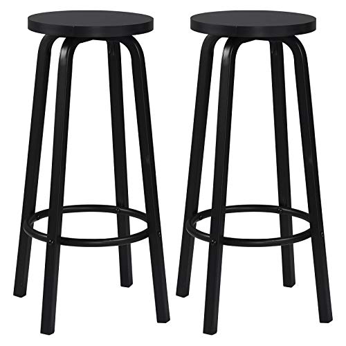 WOLTU Barhocker 2X Bistrohocker Tresenhocker Barstuhl aus MDF und Metall runde Sitzfläche Schwarz von WOLTU