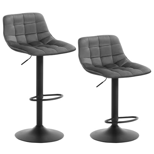 WOLTU 2er Set Barhocker Küchenstuhl Barstuhl mit Rückenlehne und Einstellgriff, höhenverstellbar & 360° drehbar, Tresenhocker Bar Hocker aus hochwertigem Samt und Metall, Dunkelgrau WOLTU 2er Set Barhocker Küchenstuhl Barstuhl mit Rückenlehne und Einstellgriff, höhenverstellbar & 360° drehbar, Tresenhocker Bar Hocker aus hochwertigem Samt und Metall, Dunkelgrau von WOLTU