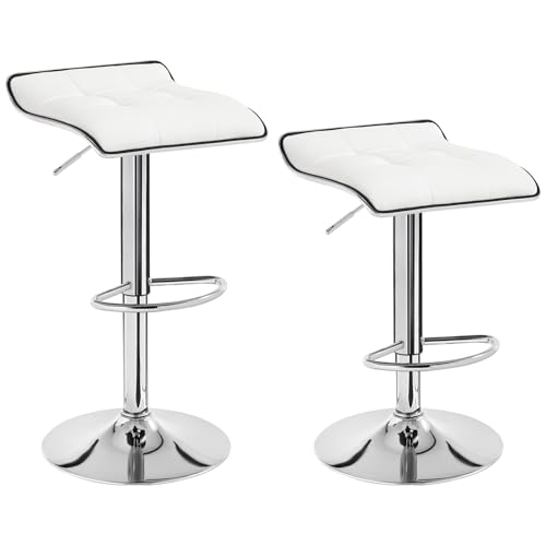 WOLTU Barhocker 2er Set, Barstuhl, Tresenhocker mit Fußstütze, Hocker höhenverstellbar, 360° drehbar, aus PU-Kunstleder Metall, für Bar Küche Wohnzimmer Tresen Café, Weiß von WOLTU