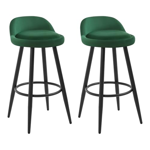 WOLTU Barhocker 2er Set, Barstuhl Küchenhocker, hoher Hocker mit Rückenlehne Fußstütze, aus Samt Metall, für Bars Theken Bistros, Dunkelgrün, BH296dgn-2 WOLTU Barhocker 2er Set, Barstuhl Küchenhocker, hoher Hocker mit Rückenlehne Fußstütze, aus Samt Metall, für Bars Theken Bistros, Dunkelgrün, BH296dgn-2 von WOLTU
