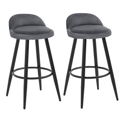 WOLTU Barhocker 2er Set, Barstuhl Küchenhocker, hoher Hocker mit Rückenlehne Fußstütze, aus Samt Metall, für Bars Theken Bistros, Dunkelgrau, BH296dgr-2 WOLTU Barhocker 2er Set, Barstuhl Küchenhocker, hoher Hocker mit Rückenlehne Fußstütze, aus Samt Metall, für Bars Theken Bistros, Dunkelgrau, BH296dgr-2 von WOLTU