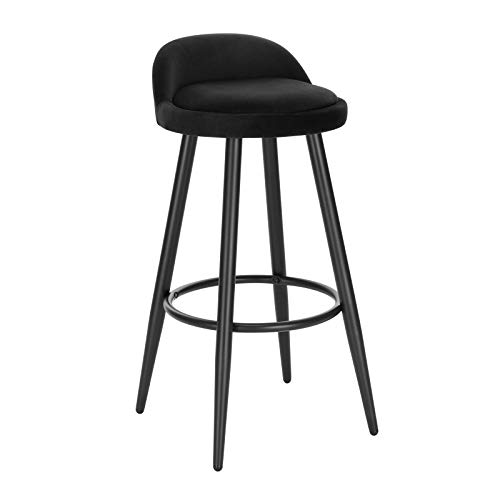 WOLTU BH296sz-1 1 X Barhocker Barstuhl Hocker Bistrohocker Tresenhocker mit Fußstütze aus Samt Metall, Schwarz von WOLTU