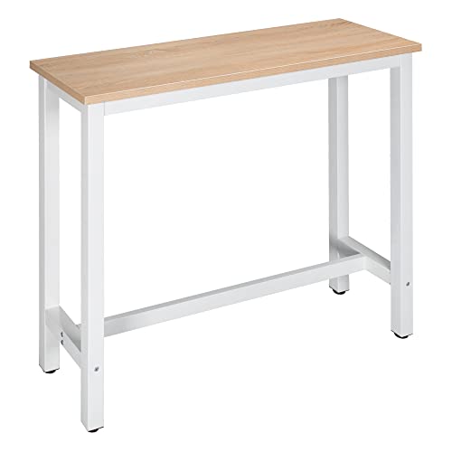 WOLTU BT17hei 1x Bartisch Bistrotisch Stehtisch Esstisch, Metallgestell, Tischplatte aus MDF, Helle Eiche, 120x40x100cm(BxTxH) von WOLTU