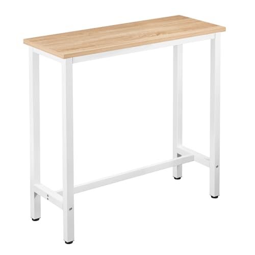 WOLTU BT33hei 1x Bartisch Bistrotisch Stehtisch Esstisch, Metallgestell, Tischplatte aus MDF, Helleiche, 100x40x100cm(BxTxH) von WOLTU