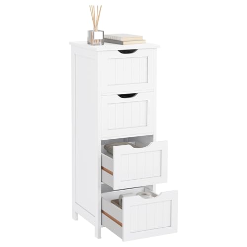 WOLTU Badschrank Kommode Sideboard Medizinschrank Schubladenkommode Highboard Schrank Beistellschrank Schubladenschrank Anrichte Mehrzweckschrank mit 4 Schubladen von WOLTU