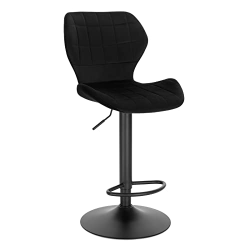WOLTU Barhocker 1er Set höhenverstellbarer Hocker 60-82 cm 360° Drehstuhl mit Rückenlehne Fußstütze Barstuhl aus Samt Metall Stehhocker Schwarz BH324sz-1 von WOLTU