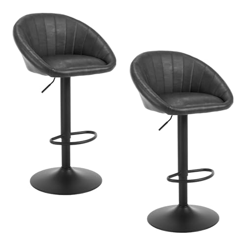 WOLTU Barhocker 2er Set, Barstühle höhenverstellbar drehbar, Küchenhocker mit Rückenlehne, Hocker Küche Bar, 150 kg, Kunstleder Metall, Anthrazit, BH429an-2 von WOLTU