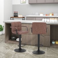 WOLTU Barhocker 2er Set, Barstuhl höhenverstellbar, Bistrohocker mit Rückenlehne Armlehne, 360° Drehstuhl, Tresenhocker aus Kunstleder, Dunkelbraun von WOLTU
