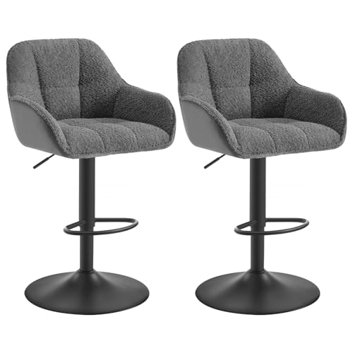 WOLTU Barhocker 2er Set, Barstuhl höhenverstellbar, Küchenhocker Bistrohocker Tresenhocker mit Lehne Fußstütze, drehbar, gepolstert, Chenille Cord Metall, Dunkelgrau, BH400dgr-2 WOLTU Barhocker 2er Set, Barstuhl höhenverstellbar, Küchenhocker Bistrohocker Tresenhocker mit Lehne Fußstütze, drehbar, gepolstert, Chenille Cord Metall, Dunkelgrau, BH400dgr-2 von WOLTU