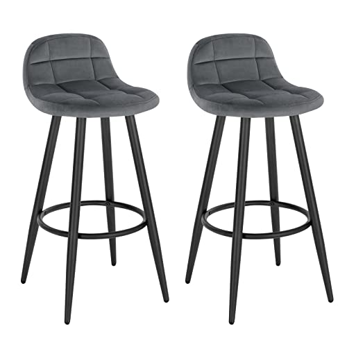 WOLTU Barhocker 2er Set, Barstuhl mit Samtbezug, gepolsterter Küchenhocker, mit Rückenlehne und Fußstütze, Design Hocker, Tresenhocker, Thekenhocker, Sitzhöhe 70 cm, Dunkelgrau BH364dgr-2 WOLTU Barhocker 2er Set, Barstuhl mit Samtbezug, gepolsterter Küchenhocker, mit Rückenlehne und Fußstütze, Design Hocker, Tresenhocker, Thekenhocker, Sitzhöhe 70 cm, Dunkelgrau BH364dgr-2 von WOLTU