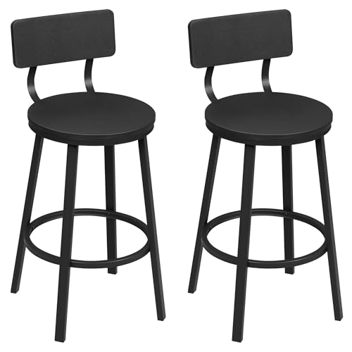 WOLTU Barhocker 2er Set, Küchenhocker Kücheninsel, Barstuhl rund, Tresenhocker mit Rückenlehne Fußstütze Metallgestell, Schwarz, BH431sz-2 WOLTU Barhocker 2er Set, Küchenhocker Kücheninsel, Barstuhl rund, Tresenhocker mit Rückenlehne Fußstütze Metallgestell, Schwarz, BH431sz-2 von WOLTU