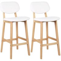 Woltu - Barhocker 2er Set Barstühle gut gepolsterte Sitzfläche und Rücklehne aus Kunstleder Design Stuhl Holz Weiß von WOLTU