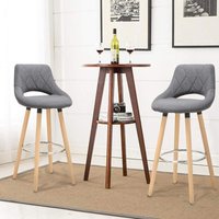 Woltu - Barhocker 2er Set Barstuhl Bistrohocker Tresenhocker mit Rückenlehne und Fußstütze Design Stuhl Holz Leinen Dunkelgrau von WOLTU