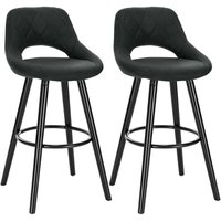 Woltu - Barhocker 2er Set Barstuhl Bistrohocker Tresenhocker mit Lehne und Fußstütze Design Stuhl Holz Stoffbezug Anthrazit von WOLTU
