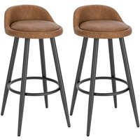 WOLTU Barhocker 2er Set Barstuhl Hocker Tresenhocker Bistrohocker Designer Hocker mit Lehne und Fußstütze braun von WOLTU