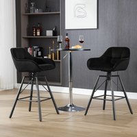Barhocker 2er Set Barstuhl mit Rückenlehne Samt Gepolstert Stoffsitz 360° drehbar Bistrohocker Tresenhocker mit Fußstütze 4 Beinen Schwarz - Schwarz Barhocker 2er Set Barstuhl mit Rückenlehne Samt Gepolstert Stoffsitz 360° drehbar Bistrohocker Tresenhocker mit Fußstütze 4 Beinen Schwarz - Schwarz von WOLTU