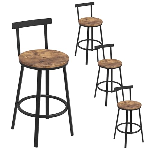 WOLTU Barhocker 4er Set, Barstuhl, Bar Hocker rund, Küchenhocker mit Lehne, Metallgestell, Fußstütze, Tresenhocker 150 kg belastbar, für Bar Kücheninsel Esszimmer, Rustikales Braun, BH430vbn-4 WOLTU Barhocker 4er Set, Barstuhl, Bar Hocker rund, Küchenhocker mit Lehne, Metallgestell, Fußstütze, Tresenhocker 150 kg belastbar, für Bar Kücheninsel Esszimmer, Rustikales Braun, BH430vbn-4 von WOLTU