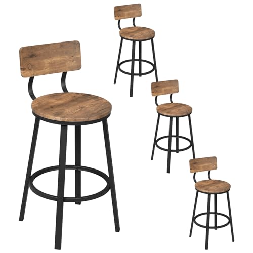 WOLTU Barhocker 4er Set, Küchenhocker Kücheninsel, Barstuhl rund, Tresenhocker mit Rückenlehne Fußstütze Metallgestell, Rustikales Braun, BH431vbn-4 WOLTU Barhocker 4er Set, Küchenhocker Kücheninsel, Barstuhl rund, Tresenhocker mit Rückenlehne Fußstütze Metallgestell, Rustikales Braun, BH431vbn-4 von WOLTU