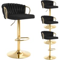 WOLTU Barhocker 4er Set, höhenverstellbarer Barstuhl, Drehstuhl mit geflochtener Rückenlehne Fußstütze, Barstuhl 360° drehbar, Tresenstuhl mit Samt von WOLTU
