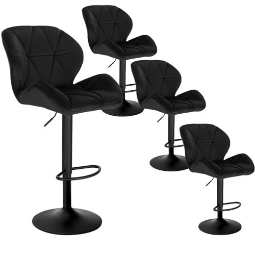 WOLTU Barhocker 4er Set Barstuhl Tresenhocker Bistrohocker Designer Hocker mit Rückenlehne, höhenverstellbar, drehbar, Samt Stahl, Schwarz BH139sz-4 WOLTU Barhocker 4er Set Barstuhl Tresenhocker Bistrohocker Designer Hocker mit Rückenlehne, höhenverstellbar, drehbar, Samt Stahl, Schwarz BH139sz-4 von WOLTU
