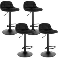 Barhocker 4er Set Barstuhl mit Rückenlehne Fußstütze höhenverstellbar (62-83cm) 360° Drehstuhl bis 120kg belastbar Samt Metall Schwarz - schwarz von WOLTU