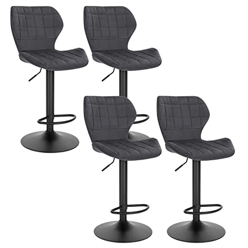 WOLTU Barhocker 4er Set höhenverstellbarer Hocker 60-82 cm 360° Drehstuhl mit Rückenlehne Fußstütze Barstuhl aus Samt Metall Stehhocker Dunkelgrau BH324dgr-4 WOLTU Barhocker 4er Set höhenverstellbarer Hocker 60-82 cm 360° Drehstuhl mit Rückenlehne Fußstütze Barstuhl aus Samt Metall Stehhocker Dunkelgrau BH324dgr-4 von WOLTU