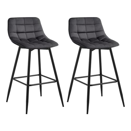 WOLTU Barhocker 2er Set Designer Barstuhl Hocker Tresenhocker Bistrohocker mit Fußstütze Samt Metall Dunkelgrau WOLTU Barhocker 2er Set Designer Barstuhl Hocker Tresenhocker Bistrohocker mit Fußstütze Samt Metall Dunkelgrau von WOLTU