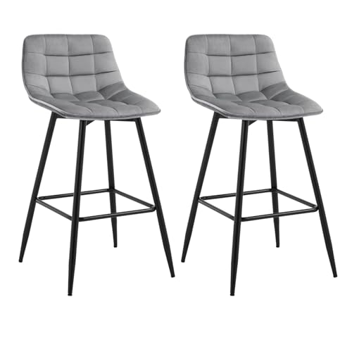 WOLTU Barhocker 2er Set Designer Barstuhl Hocker Tresenhocker Bistrohocker mit Fußstütze Samt Metall Hellgrau WOLTU Barhocker 2er Set Designer Barstuhl Hocker Tresenhocker Bistrohocker mit Fußstütze Samt Metall Hellgrau von WOLTU