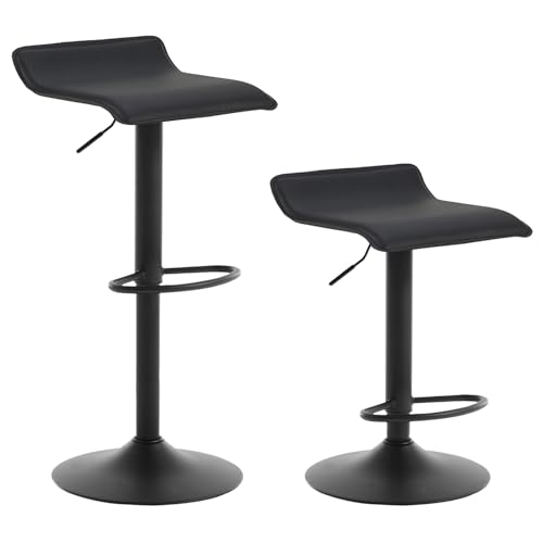 WOLTU Barhocker BH159sz-2 2er Set Barstuhl Tresenhocker Bistrohocker Designer Hocker, höhenverstellbar drehbar, Kunstleder Stahl, Schwarz von WOLTU