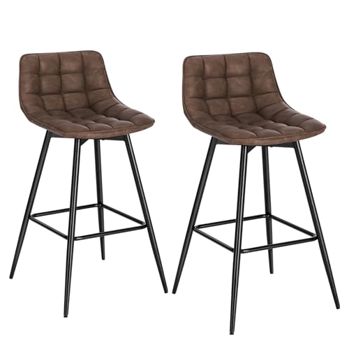 WOLTU Barhocker 2er Set Designer Barstuhl Hocker Tresenhocker Bistrohocker mit Fußstütze Kunstleder Metall Braun von WOLTU